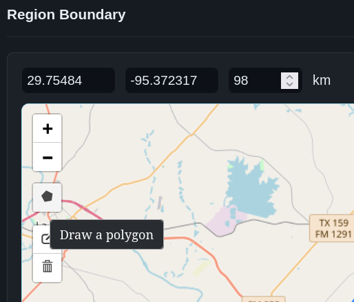 Editor Interface with Draw Polygon Button Shown Editor Interface with Draw Polygon Button Shown