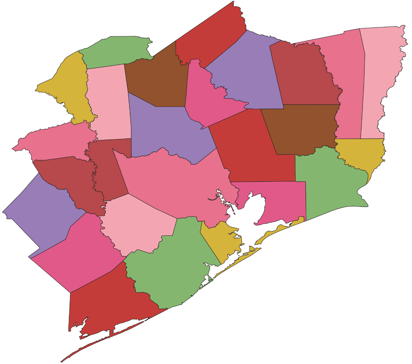 Houston Region County Data, Imported into QGIS Houston Region County Data, Imported into QGIS